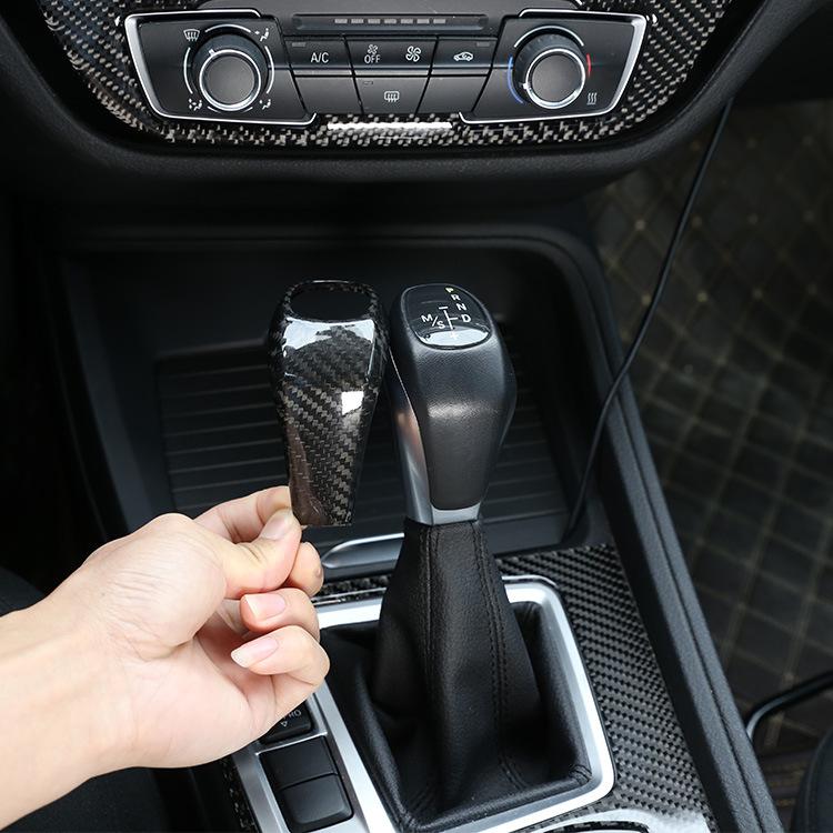 Carbon Fiber Style Car Gear Shift Head Cover Trim Fit For BMW X1 F48 2016-19 /2 Series 218i Gran Tourer F45 F46