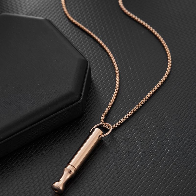 Дыхательная медитация Осознанность Дыхание Ожерелье против курения Свисток из нержавеющей стали Украшение для снятия тревоги