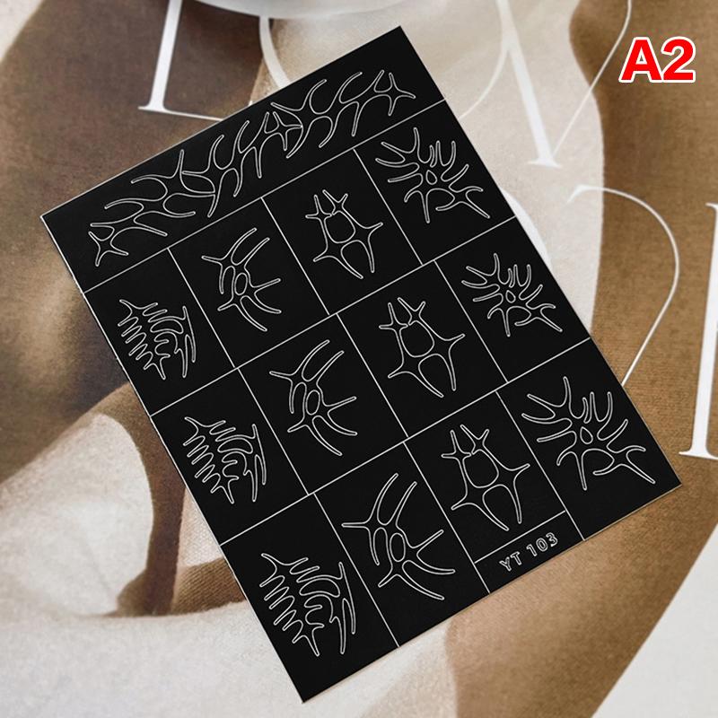 1 лист аэрографического трафарета для ногтей Звезды Луна Рыбья кость Узор Полые наклейки-шаблоны для французского маникюра Наклейки для маникюра