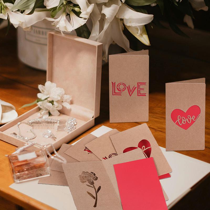 Вырезанные цветы в форме сердца на День святого Валентина Поздравительная открытка на День матери с конвертом Подарочная карта Приглашение на день рождения Принадлежности для свадебных торжеств