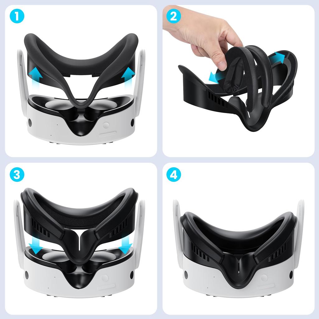 Подушка для лица YipuVR, мягкая полиуретановая подкладка, совместимая с Quest 3 S, дышащая, съемная, герметичная, легкая, с защитой для носа и крышкой для линз