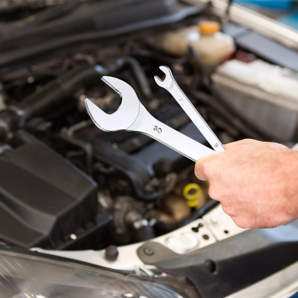 Uxcell Double Thin Wrench Metric Small Flat Head Mirror for Auto Repair and Furniture Assembly 3-Piece Open-End Set, 14x15/16x17/18x19mm, Ultra-Thin,