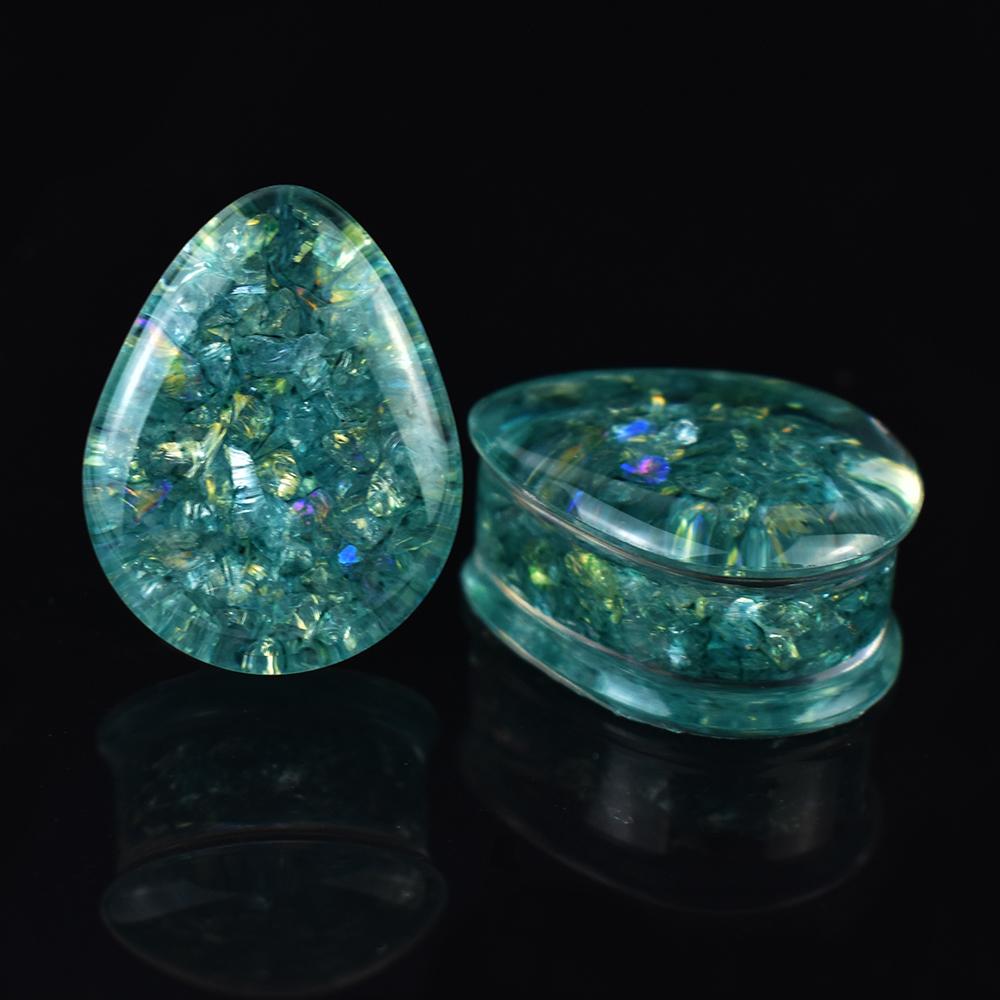 2 шт. 8-50 мм Многоцветные Блестящие Пайетки Капля Туннели Плаги Расширители Тоннели для Ушей Растяжки Пирсинг Украшения для Тела для Женщин Мужчин