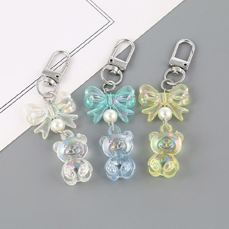 Акриловый очаровательный брелок-подвеска в виде медвежонка, привлекательный бантик, держатель для ключей