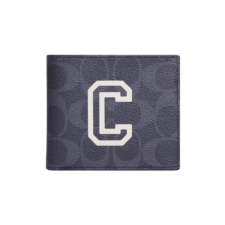 Coach Billfold Wallet 10 Classic Fashion Multi-Card Slot Double Fold Coated Canvas ID Card Holder Wallet Men wallet Denim Chalk-White CB924-QBOIZ
