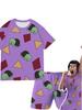 MIRA Kpop Demon Hunter Пижамный набор - Косплей фиолетового медведя для детей, с коротким рукавом и шортами