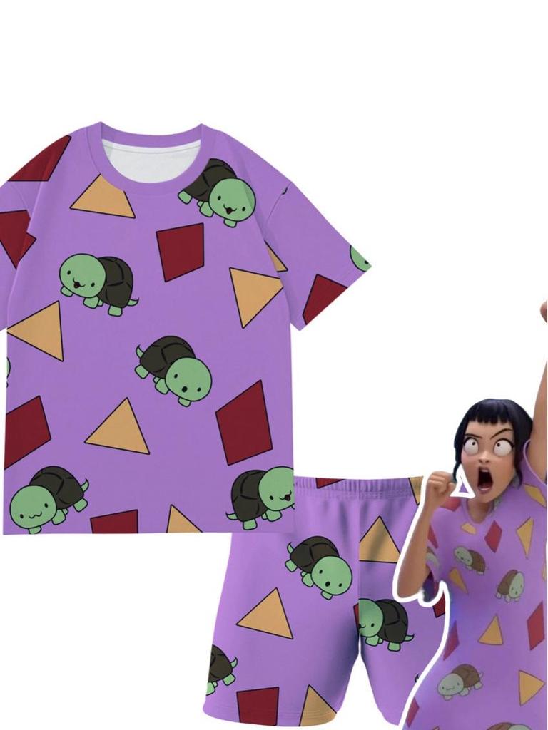 MIRA Kpop Demon Hunter Пижамный набор - Косплей фиолетового медведя для детей, с коротким рукавом и шортами