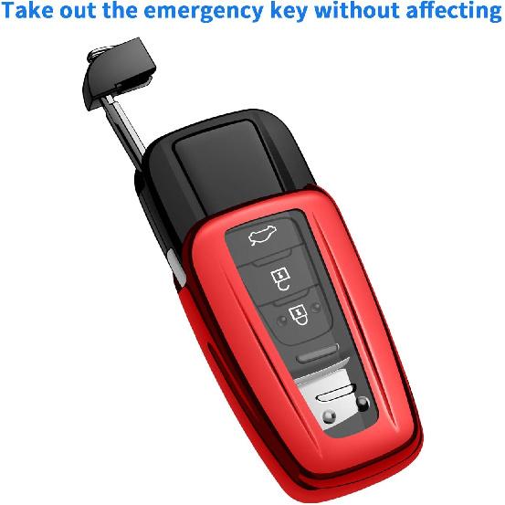 Autophone for Toyota Rav4 Key Fob Cover with Keychain Soft TPU Key Shell Case,Compatible With -2025 Rav4 Smart Key-Red
