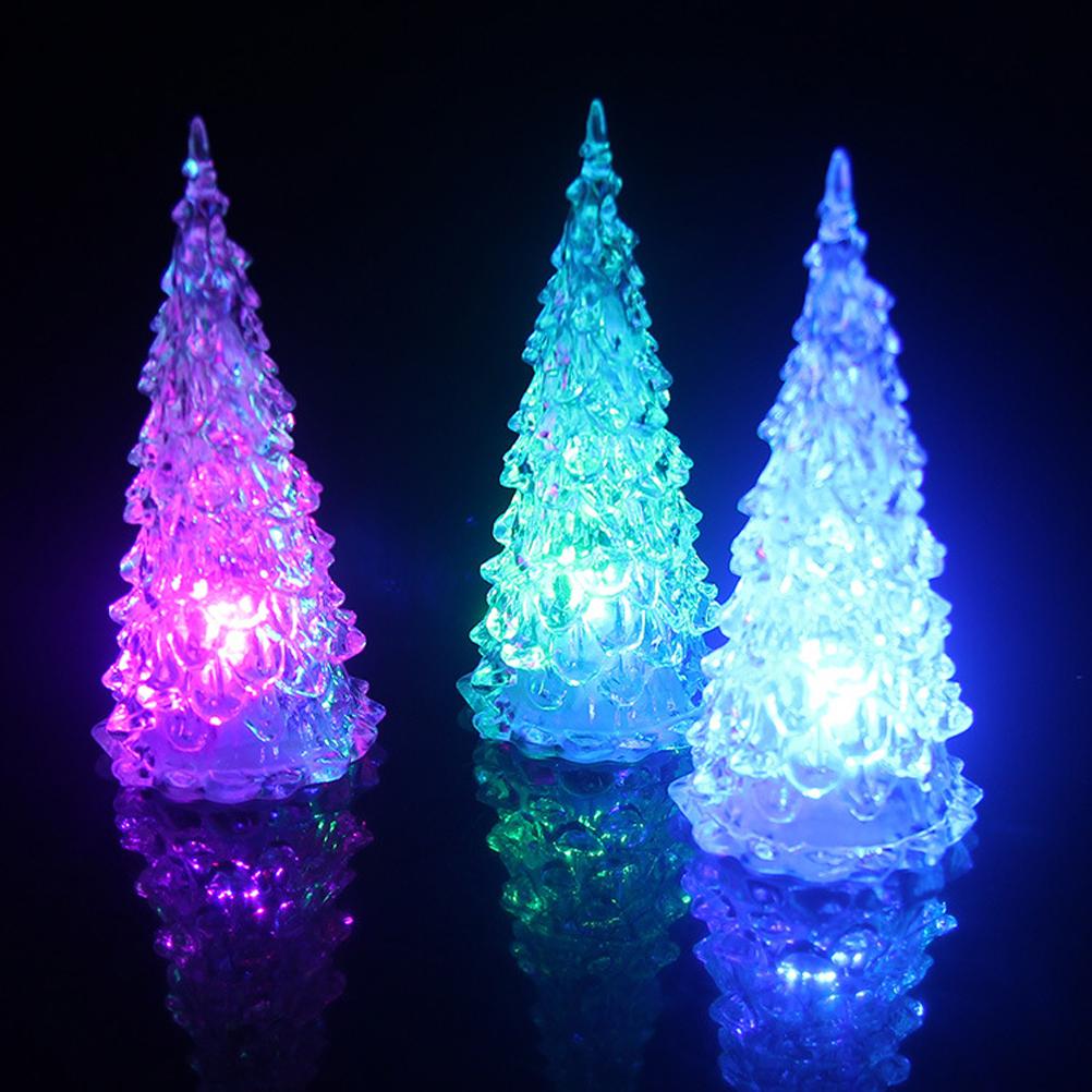 LED Crystal Mini Christmas Tree Night Light Lamp Color Changing Christmas Night Lamp Home Decor
