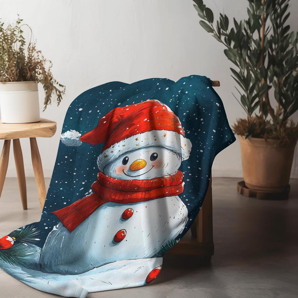 Tuniu Cute snowman plush blanket for winter sofa bed home decor warm soft fleece throw gift