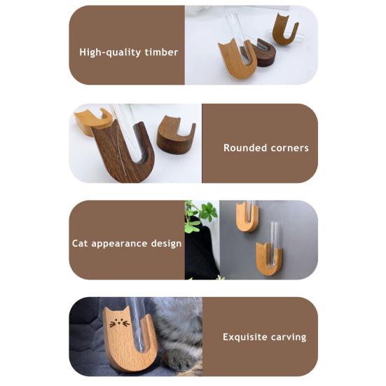 Ваза Кошачий Ус Магнит на Холодильник Деревянный Магнит на Холодильник со Стеклянной Трубкой Магнитный Контейнер для Сбора Кошачьих Усов Ваза Аксессуары для Холодильника