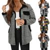 Women's Fashion Loose  Color Plaid Pocket Casual Lapel Plush Jacket Coat