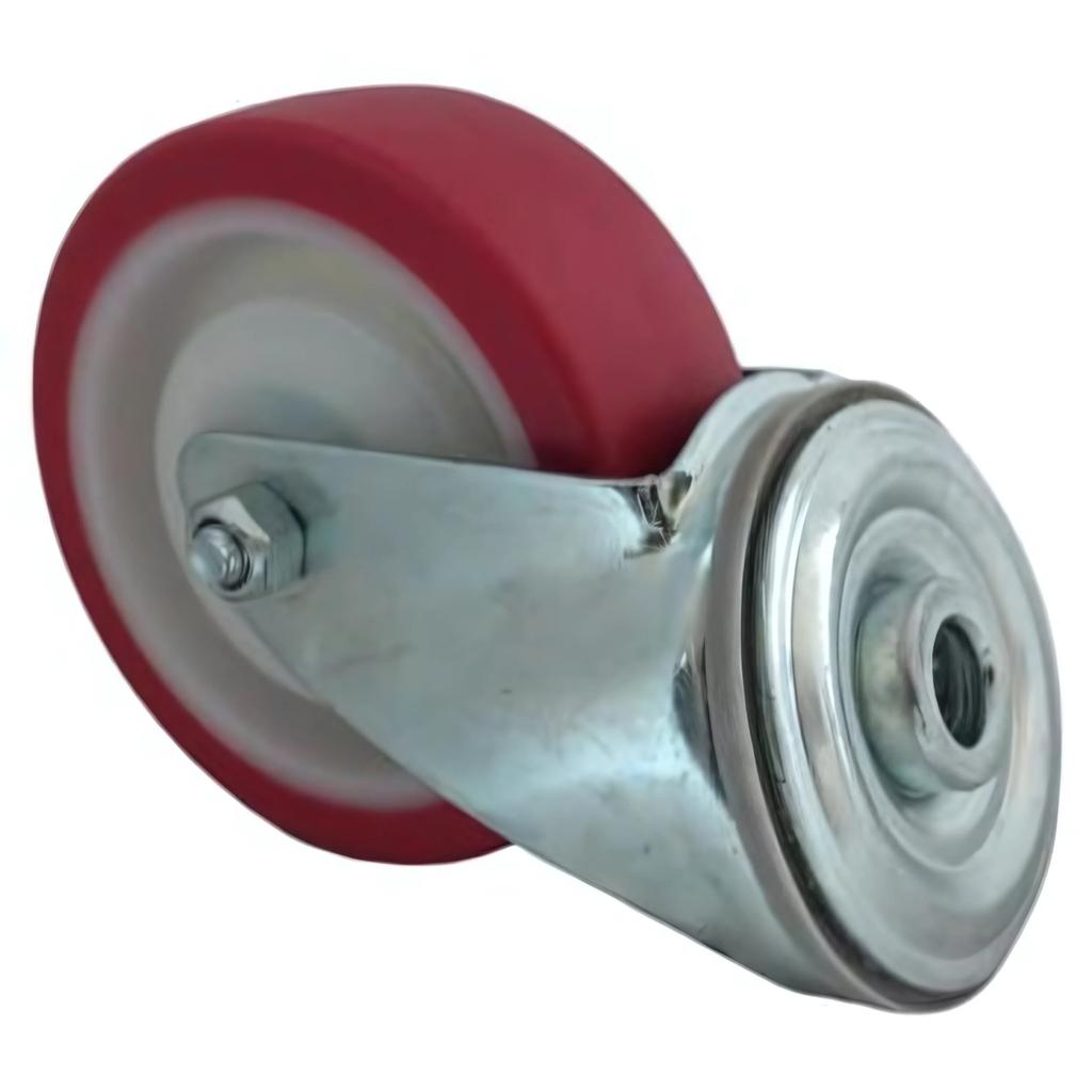Swivel wheel, caster set, 100mm, 150kg, JPPU 1005 RED, polyurethane