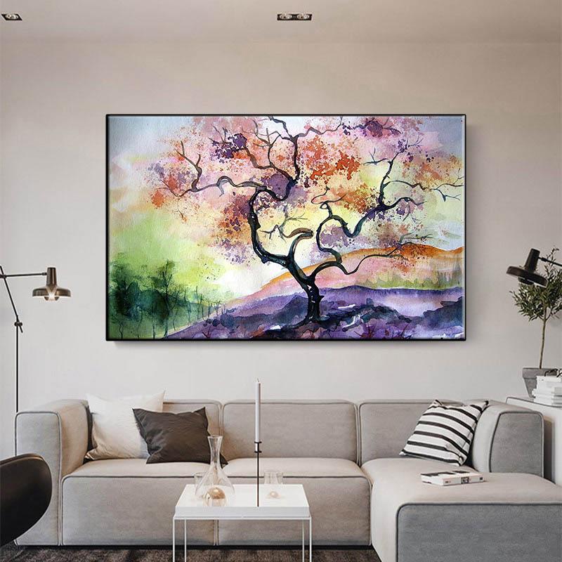 Рамка из цельного дерева Пейзаж Дерево Фэнтези Холст Картины Абстрактная Вышивка Мозаика Художественные Фотографии для Гостиной Домашнего Настенного Художественного Декора