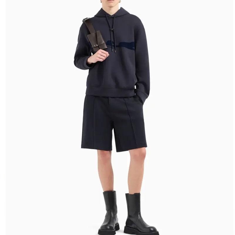 EMPORIO ARMANI Asv Hooded Sweatshirt In Double Jersey With Contoured Eagle Flocked Print EM001065-AF10013-UB118