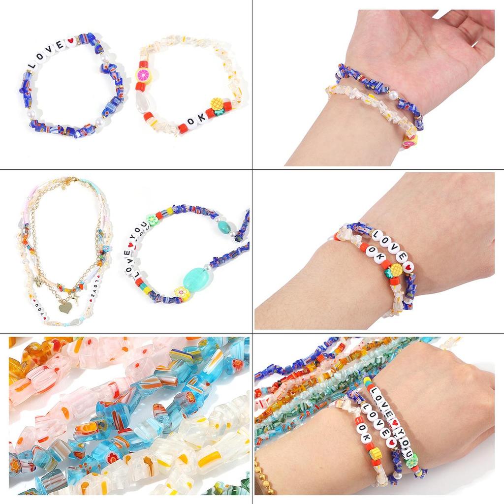 200 шт./пакет 4-9 мм разноцветные бусины в виде цветов, стеклянные бусины лэмпворк для DIY ожерелья, браслета, изготовления ювелирных изделий своими руками 80 см/16