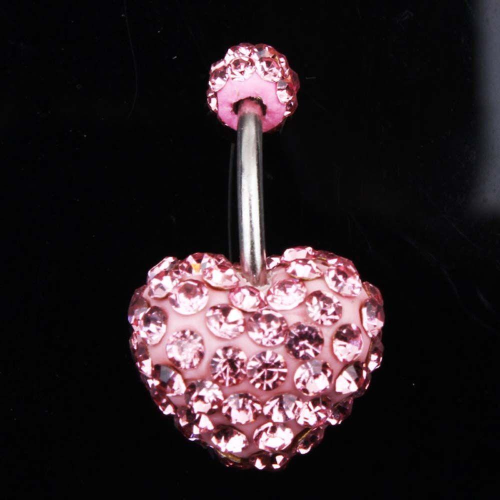 Heart-shaped Crystal Stainless Steel Umbilical Ring Navel Piercing Body Piercing Belly Button Rings
