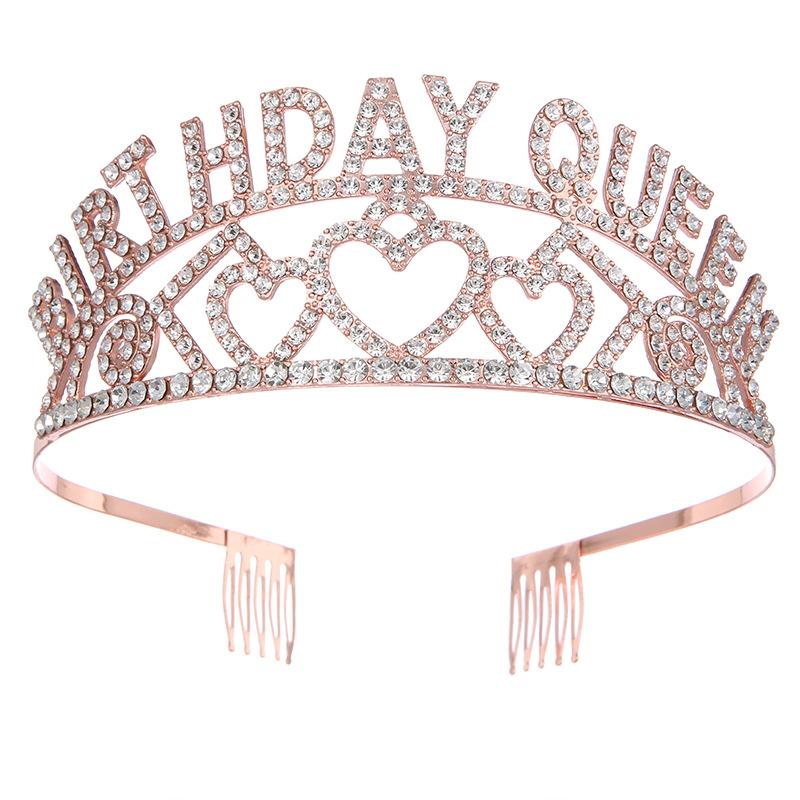 Модный цинковый сплав вода ДЕНЬ РОЖДЕНИЯ КОРОЛЕВА бриллиантовая корона повязка на голову для вечеринки по случаю дня рождения для девочек головной убор на день рождения