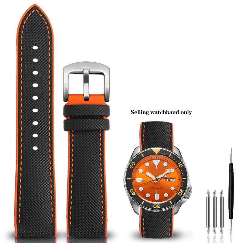 20 мм 22 мм Браслет Нейлон Силикон Снизу Часовой Ремешок для Серии Seiko PROSPEX Omega SEAMASTER 300 Холст Резина Спортивный Ремешок