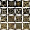 Home Furnishings Black Gold Leaf Print Cushion Cover Office Cushion Cover Waist Pillow Cover