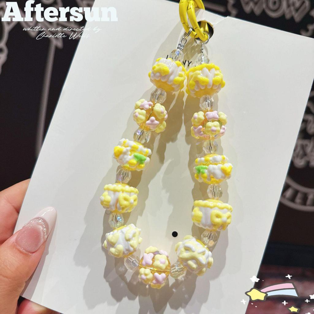 Расписанный вручную бисерный шнурок для телефона и брелок-шарм