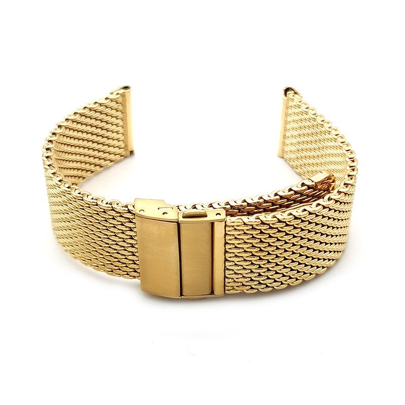 Миланский ремешок для часов, ремешок 20 мм, 22 мм, двойной пресс, складная пряжка, миланский сетчатый ремень, металлический браслет для часов, черный, серебряный браслет