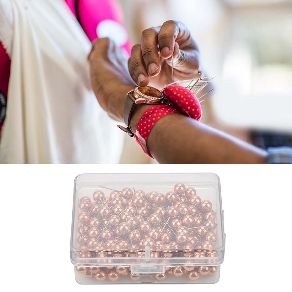 200 шт. Круглый шарик Пластиковый штифт-кнопка Декоративный инструмент для самостоятельного изготовления (Розовое золото)