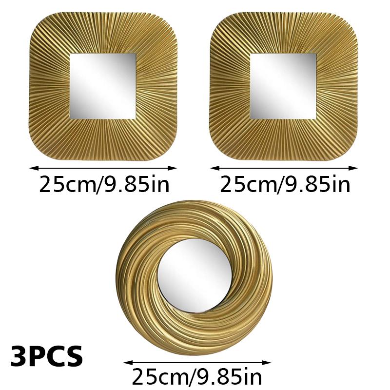 1PC/3PC Nordic Home Подвесные Зеркальные Наборы Круглые Квадратные Настенные Зеркала Наборы Золотое Подвесное Зеркало Винтаж