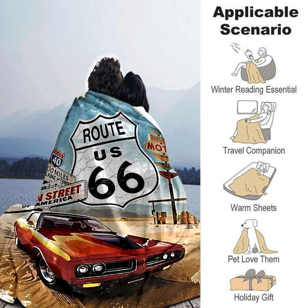 1pc Route 66 4 Blanket Soft Warm Throw for Home, Office, Travel All Season Cozy Bedding Gift, Office Cozy Accessory