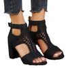 2025 Summer New Large Size Shoes Fashion Thick Heel High Heel Sandals Hollow Fish Mouth Sandals