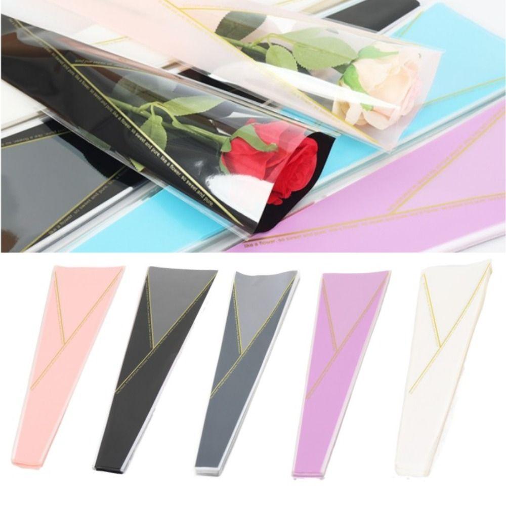 50 шт. Пластиковые пакеты для упаковки цветов, одиночные цветочные обертки для роз ко Дню святого Валентина