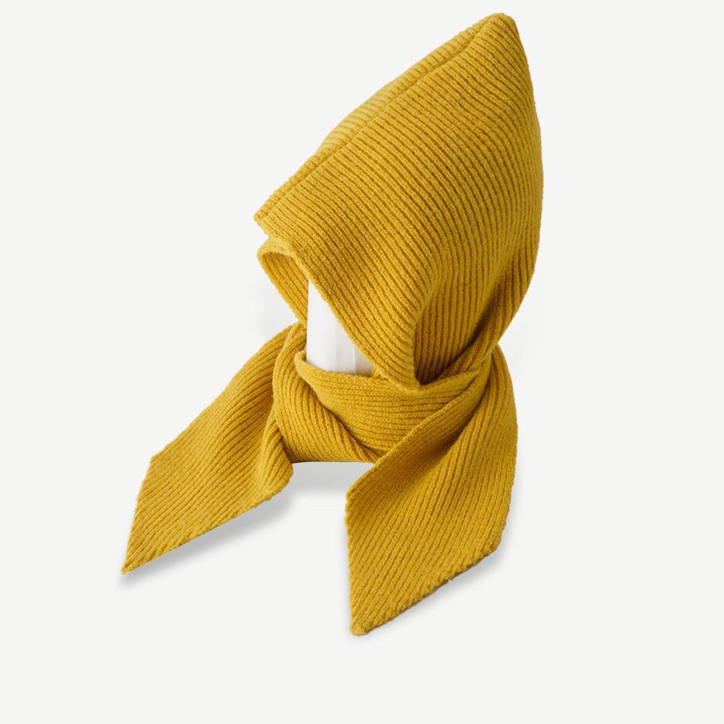 Layered Knit Hat Scarf Shawl with Faux Collar for Women - Japan & South Korea Style Autumn/Winter Warmer.