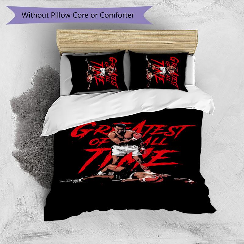 Muhammad Ali Printed 3PCS Bedding Set Soft Breathable Duvet Cover Pillowcases Set Washable Bedroom Decor Home Gift