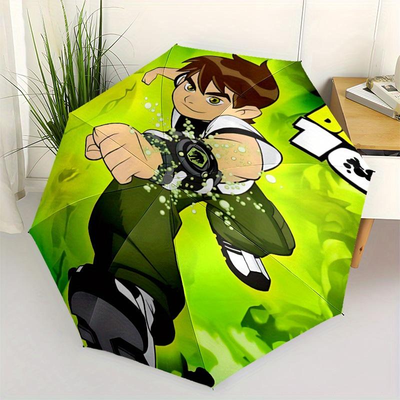 1PC Ben 10 Automatic Open/Close Umbrella - Compact Travel Umbrella, 8-Rib Heavy-Duty Construction, Ideal Gift 0828118