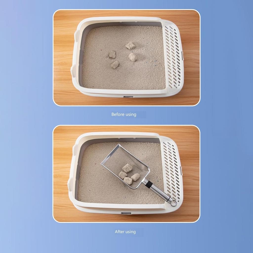 Cat Litter Scoops Pet Cleaning Tool Aluminum Alloy Cat Shovel For Cleaning Feces Fine Mesh Screen Cat Excrement Shovel Supplies