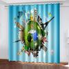 Beautiful Scenery 3D Printing Curtains Circular Flower Type Bedroom Living Room Shading Metal Eyelet Curtains