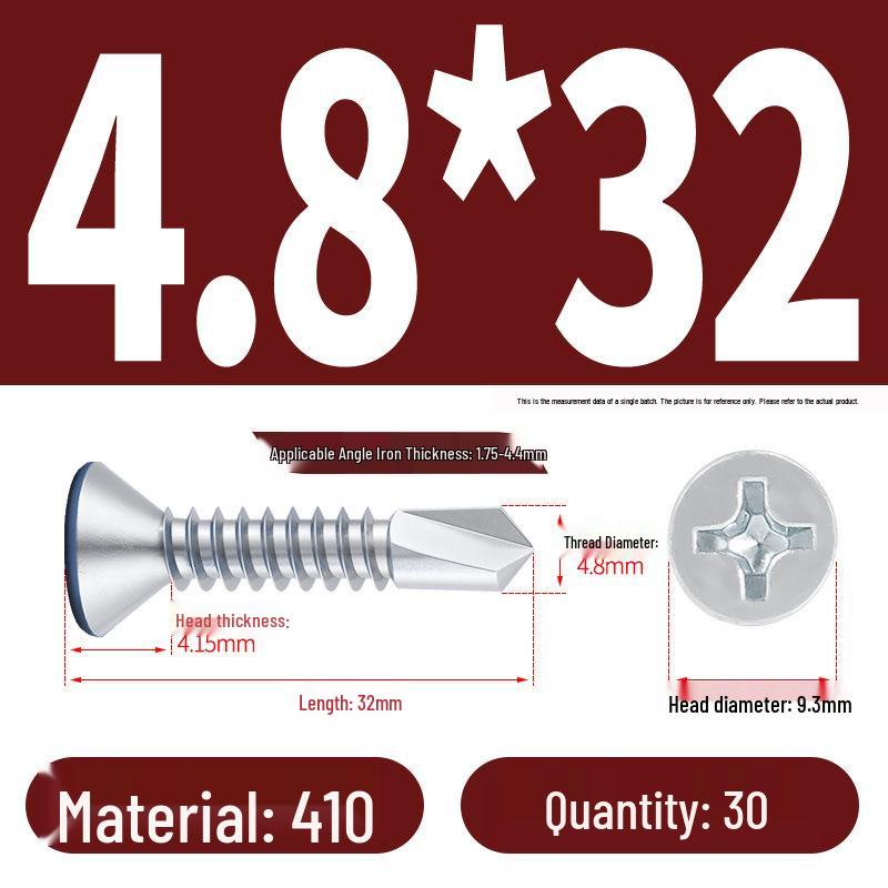 Винты с плоской головкой, из нержавеющей стали, с синим цинковым покрытием, самосверлящие и самонарезающие M3.9-M5.5