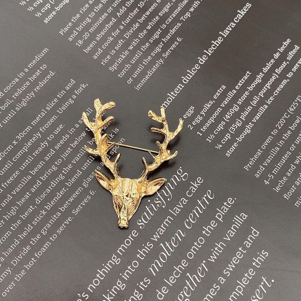 Уникальная брошь в виде головы лося, значок на лацкан, заколки для одежды, рождественский значок, значок, сплав, олень, металлическая брошь, подарок