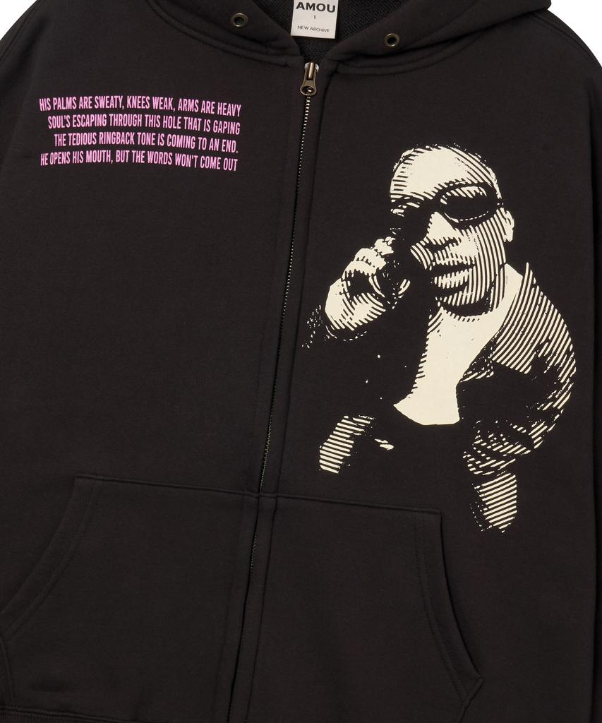 Худи на молнии Amou Hotline Черный