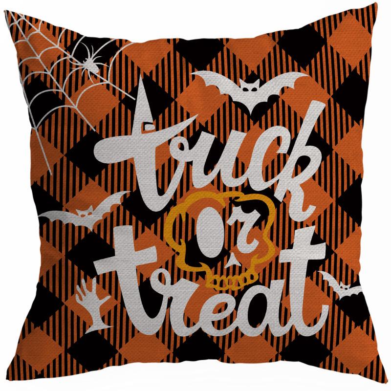 New Style 45x45cm Halloween Cushion Cover Linen Pillowcase Pumpkin Grimace Print Festival Party Decorative Pillow Covers, 1PC