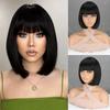 Короткий прямой парик с челкой Ombre Brown Black Синтетические волокнистые парики для женщин Повседневная одежда Косплей