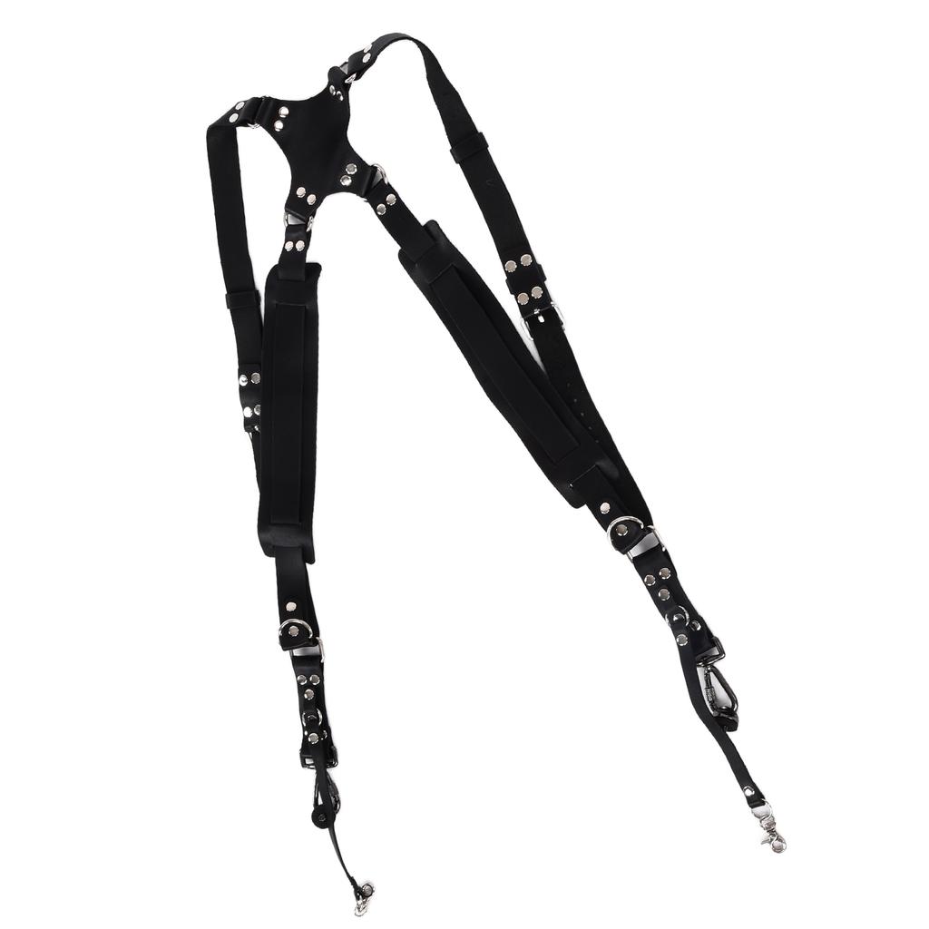 Leather Camera Strap Dual Shoulder Snapshot Harness Adjustable Multifunctional Camera Accessories for SLR CameraBlack
