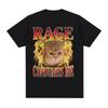 Anger Devours My Chaos Meme T-shirt, Interesting Anger Cat Fire Pattern T-shirt, Men's and Women's Clothing, Pure Cotton