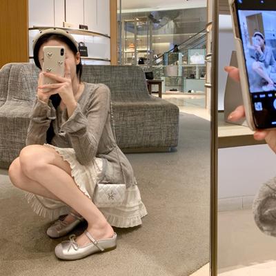 Волосы [] Комфорт прежде всего~ 4,5 см увеличение внутренней высоты бант балетки одинарные туфли женская сумка голова полусапожки