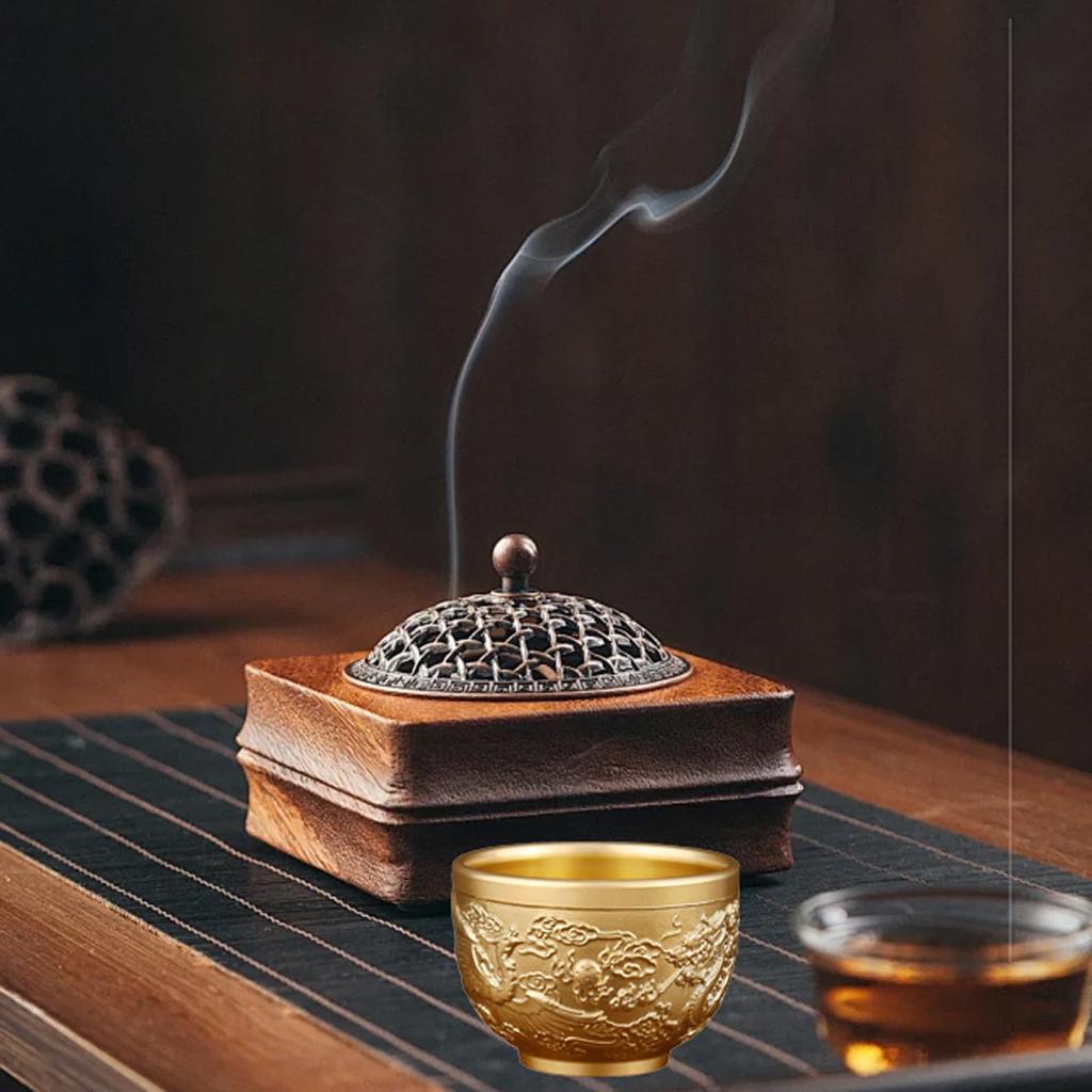 Антикварный рельефный дракон и благоприятная тонкая талия чашка украшение для чайного стола медная чашка китайская маленькая талия чашка