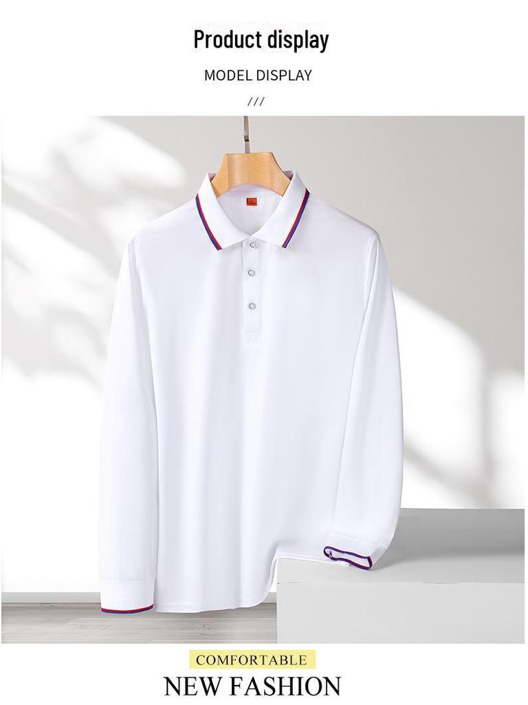 Рубашка поло с фирменным логотипом, с длинным рукавом, осень/зима, культурная рекламная рубашка