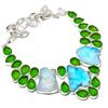 Blue Druzy Slice, Peridot Handmade 925 Sterling Silver Jewelry Necklace 18" y0L53