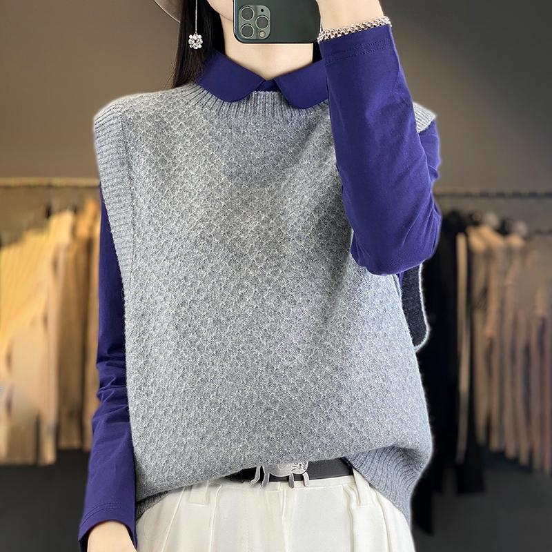 Женский кашемировый жилет Qinghe Cashmere 30% кашемир 70% шерсть Женский осенне-зимний кашемировый жилет мягкий и теплый