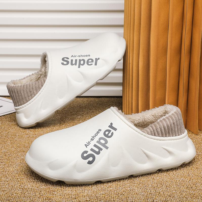 Winter Men Women Warm Slippers Plush Cotton Slippers Indoor Home Waterproof Non-Slip Shoes For Couples Bedroom Warm Shoes 36-47