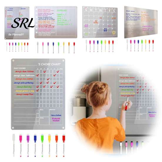 Magnetic Note Board for Metal Surfaces Acrylic Planning Board, Dry Erase Notepad Memo Fridge, Office Filing Cabinet Reminder Clear Monthly Weekly
